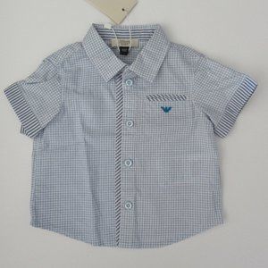 Armani Junior SS Blue Button Down Collared Shirt